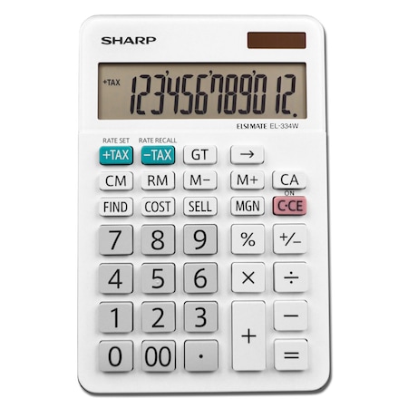 Sharp Sharp White 12 digit Solar Powered Calculator EL-334WB